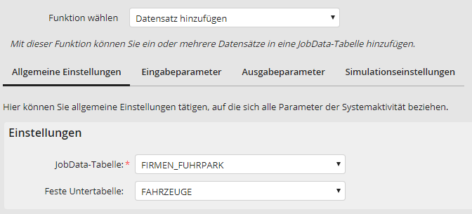 Datensatz löschen: Allgemeine Einstellungen