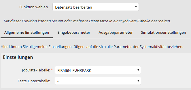 Datensatz bearbeiten: Allgemeine Einstellungen Datensatz bearbeiten: Allgemeine Einstellungen