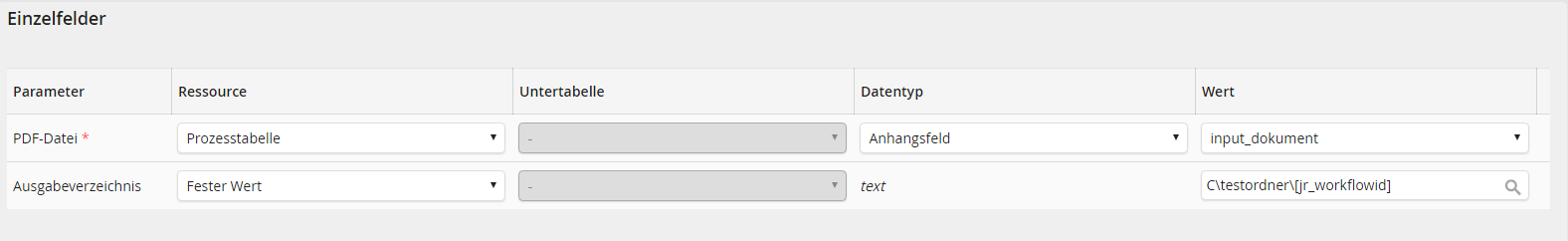 Eingabeparameter Eingabeparameter