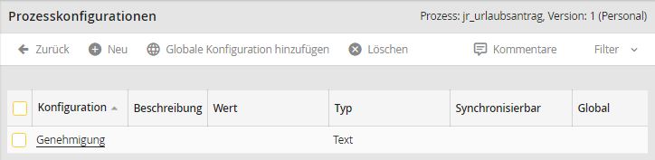 Prozesskonfigurationen Übersicht Prozesskonfigurationen Übersicht