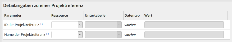 Ausgabeparameter: Detailangaben zu einer Projektreferenz