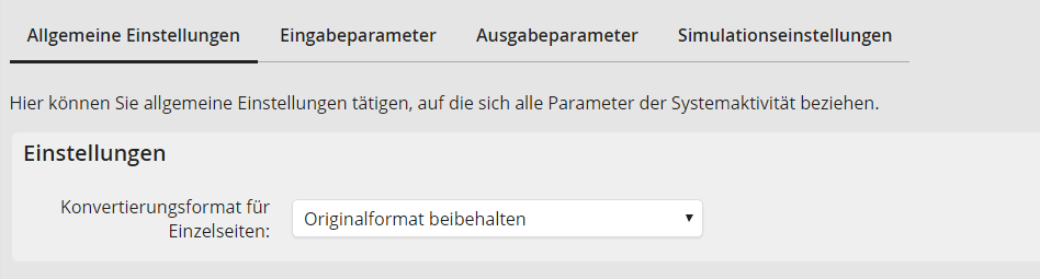 Konvertierungsformat für Einzelseiten Konvertierungsformat für Einzelseiten