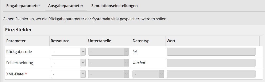 Ausgabeparameter: Einzelfelder