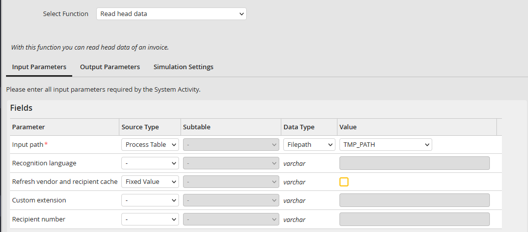 Input parameter