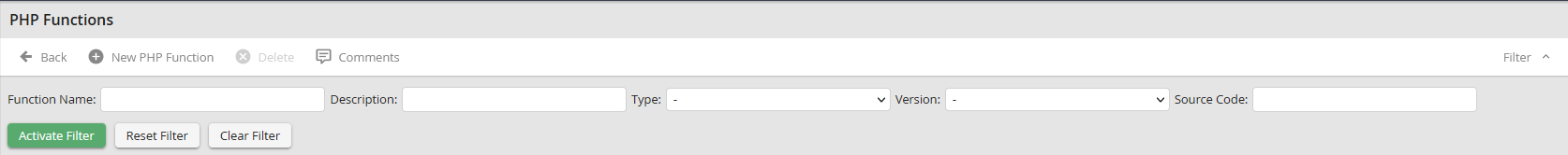 Filtering PHP Functions