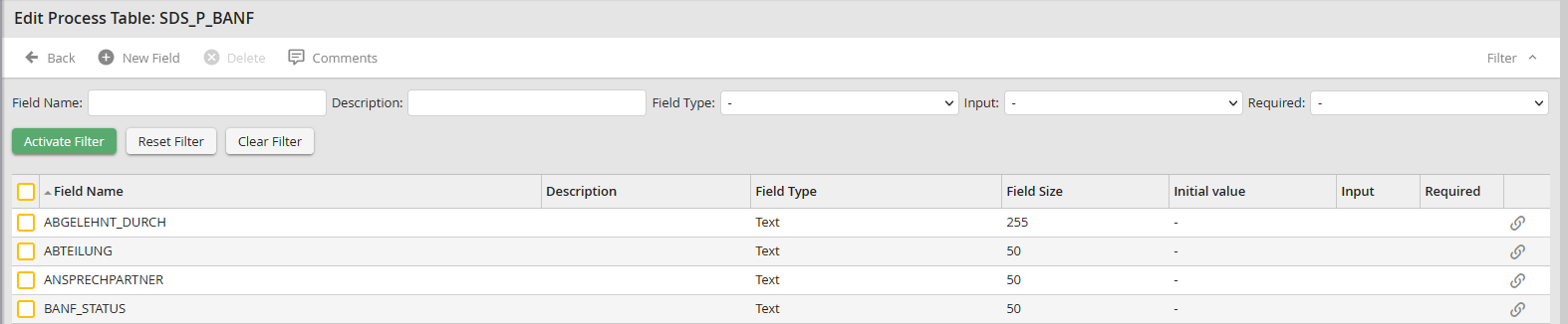 Filtering the Process Table