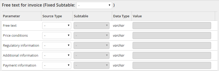 Input parameter: Invoice-relevant free text