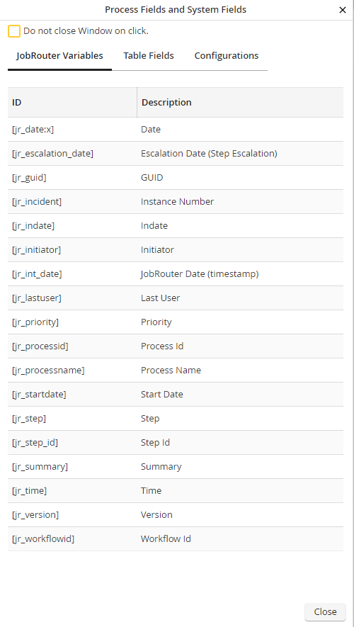System Activity Process and System Fields