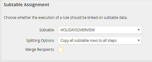 Distribution of subtable rows in routing rules.