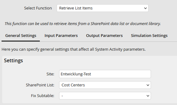 General settings
