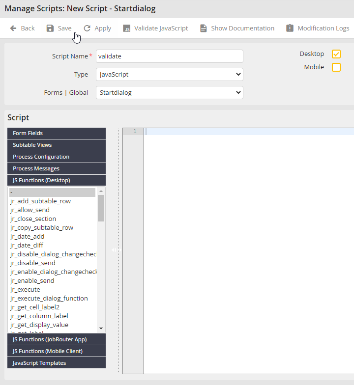 Script editor