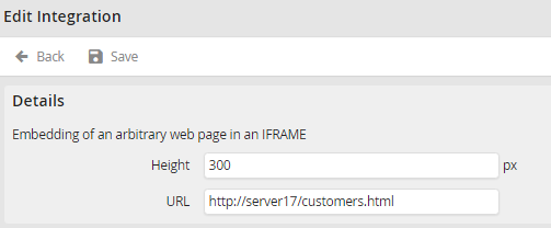 IFRAME settings IFRAME settings