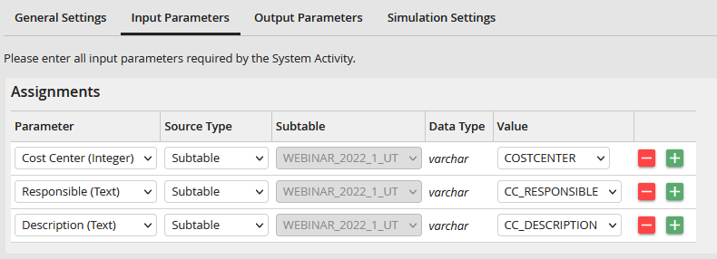 Input parameter