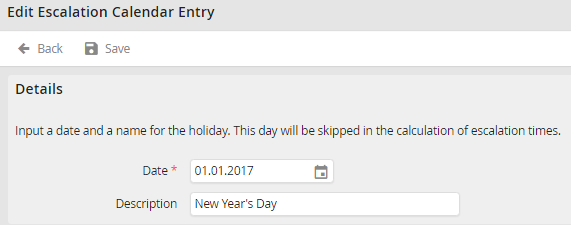 Edit the Escalation Calendar