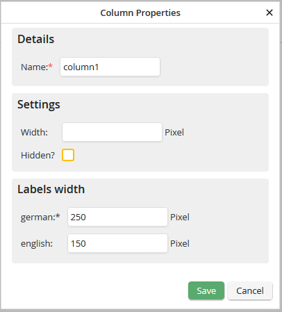 Edit column properties