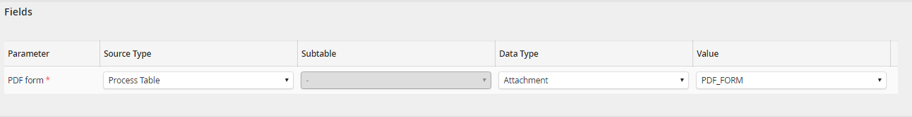 Input parameters: Fields