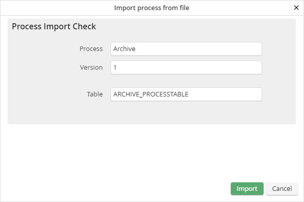 Dialog window for process property adoption
