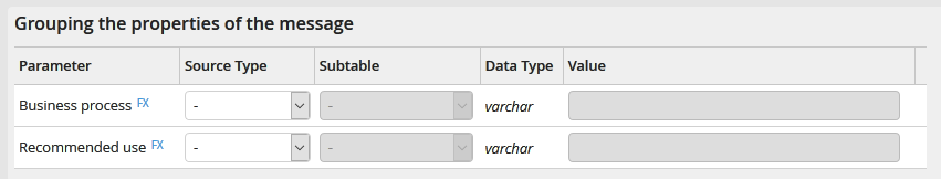 Output parameters: Grouping the properties of the message