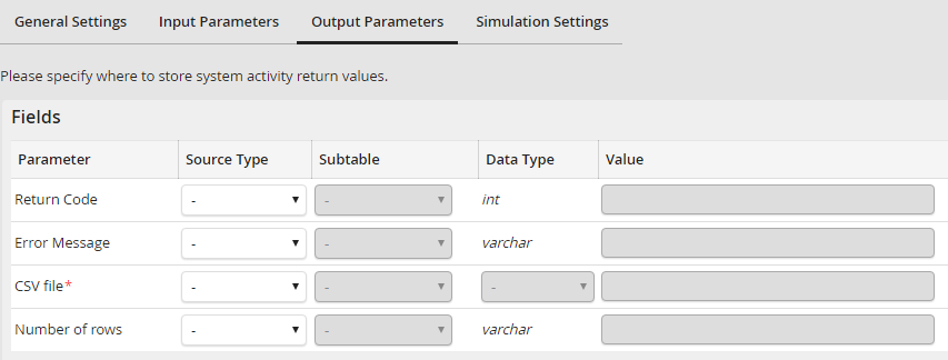 CSV System Activity: Output Parameter