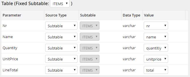 Input parameter: Range fields of the template