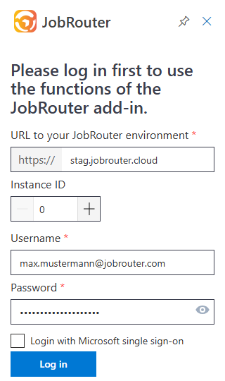 Login mask