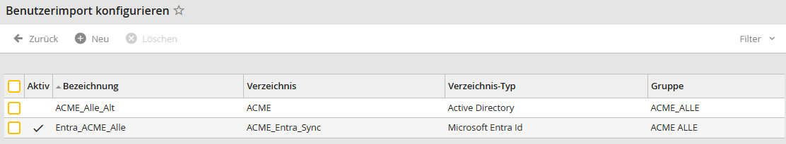 Benutzerimport Übersicht