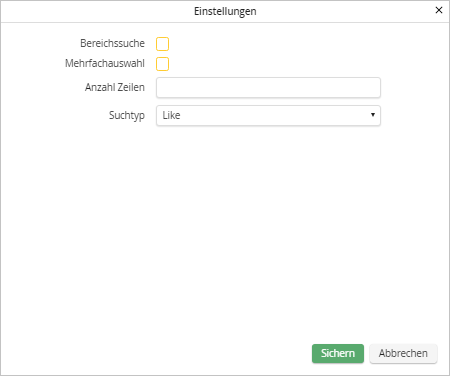Filtereinstellungen