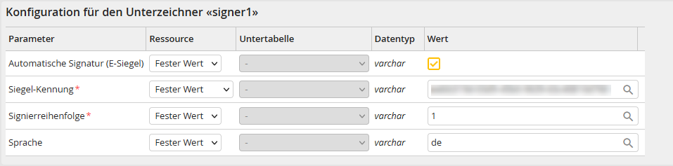 Eingabeparameter Eingabeparameter