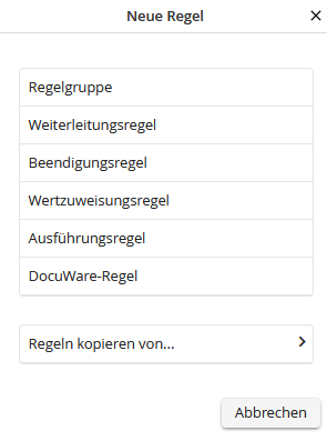 Übersicht der Regeltypen Übersicht der Regeltypen