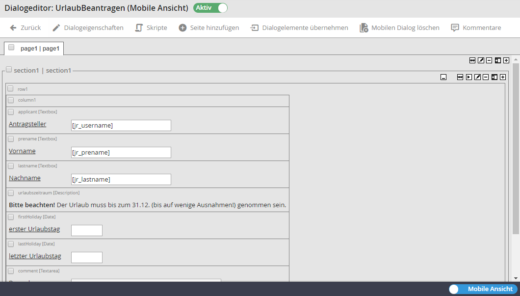 Dialog bearbeiten Dialog bearbeiten