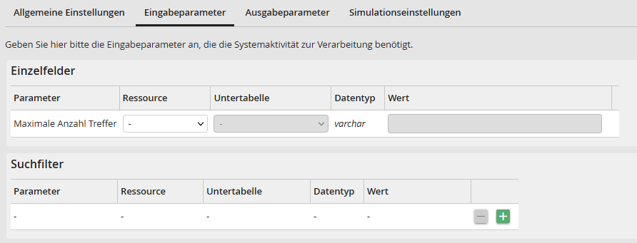 Eingabeparameter Eingabeparameter