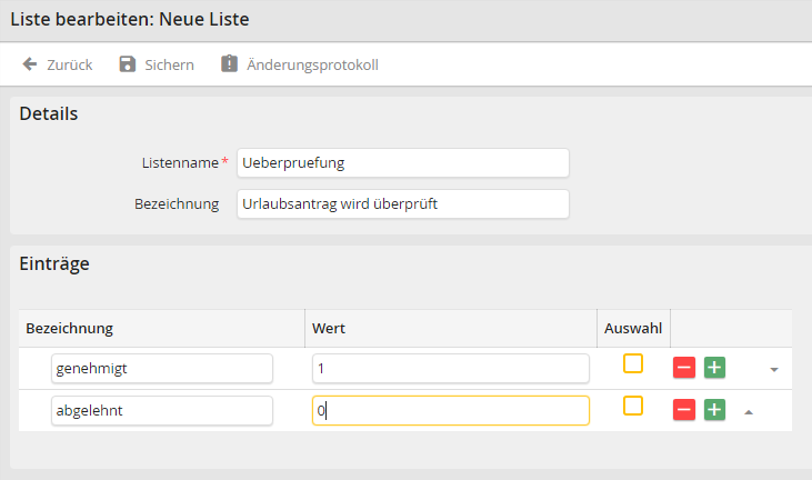 Liste bearbeiten Liste bearbeiten