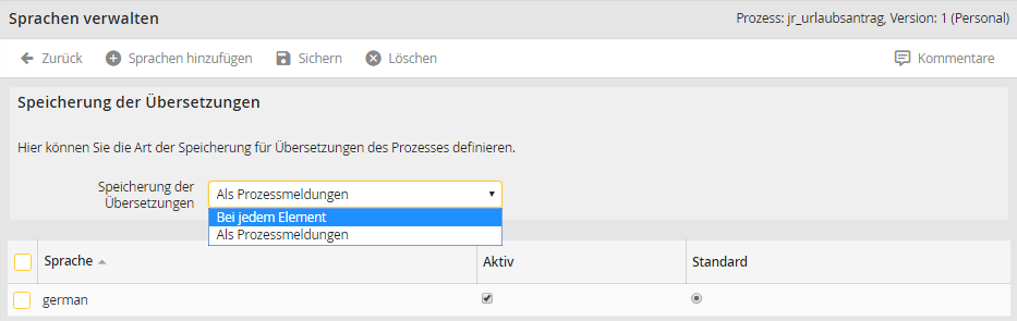 Sprachen verwalten Sprachen verwalten