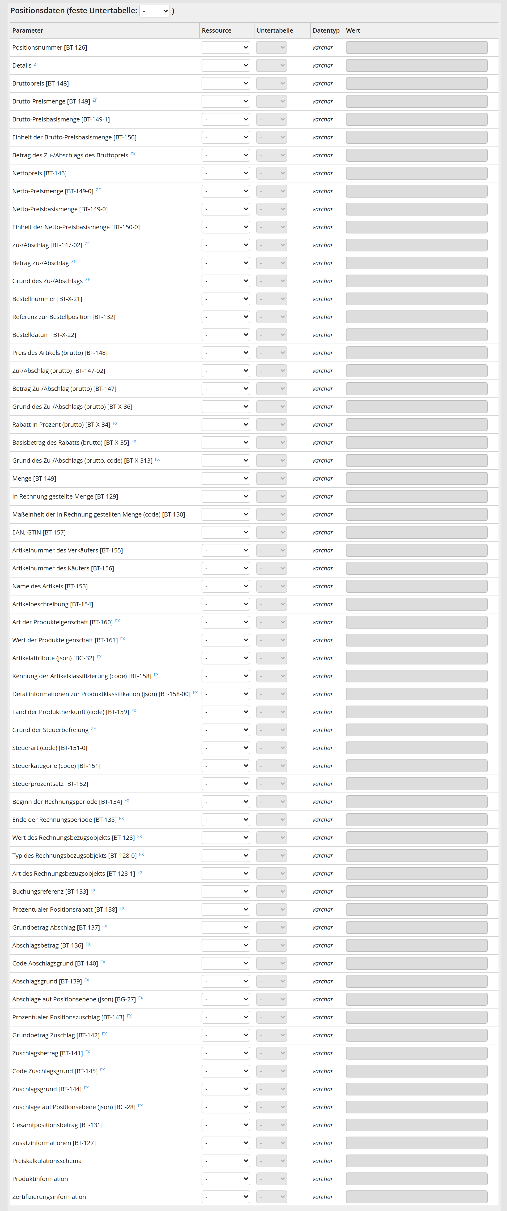 Ausgabeparameter: Positiondaten