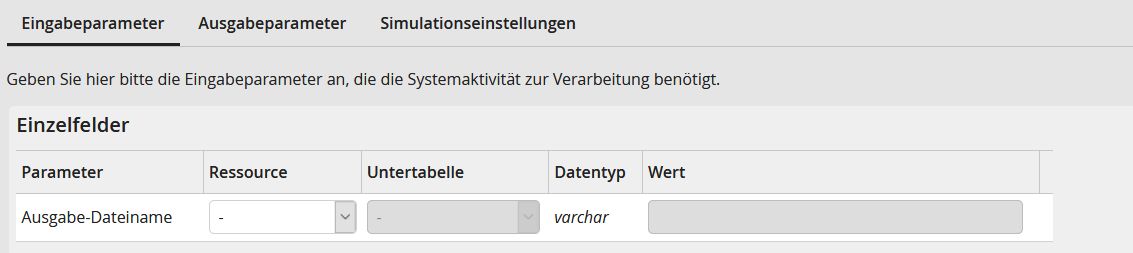 Eingabeparameter: Einzelfelder