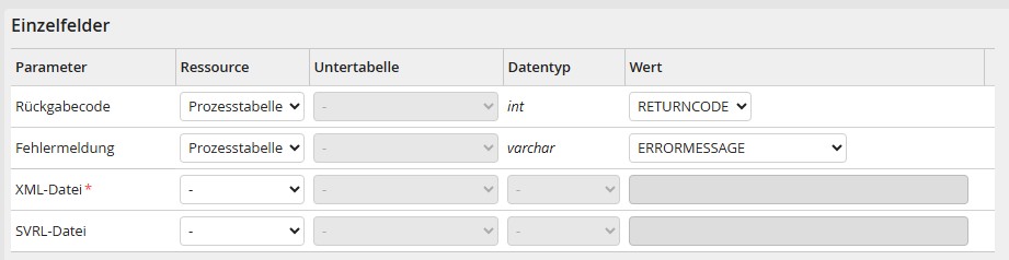 Ausgabeparameter: Einzelfelder