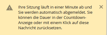 Warnmeldung Auto-Logout