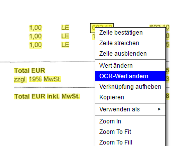 OCR-Wert ändern