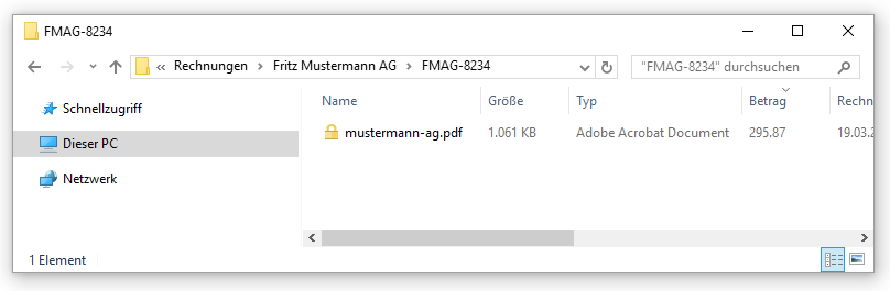 Liste der Dateien Liste der Dateien