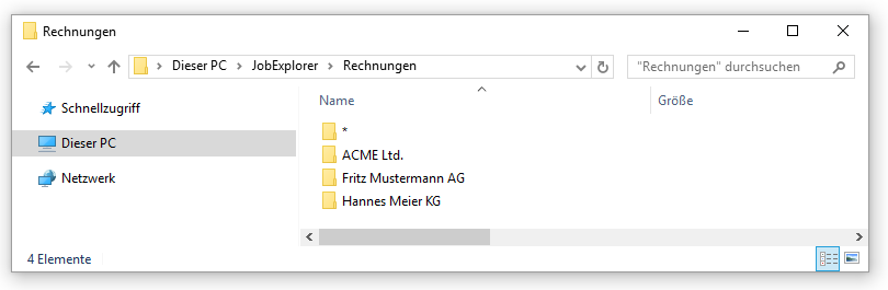 Ansicht der in der Integration definierten Verzeichnisse Ansicht der in der Integration definierten Verzeichnisse