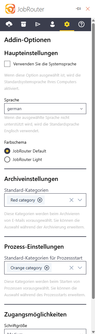 Add-In Optionen Add-In Optionen
