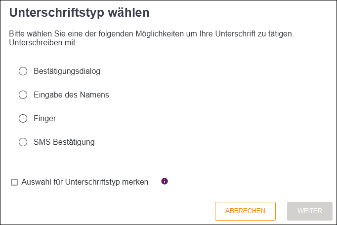Unterschriftarten Unterschriftarten