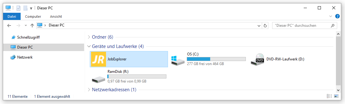 Laufwerksansicht im Windows-Explorer ("Computer")