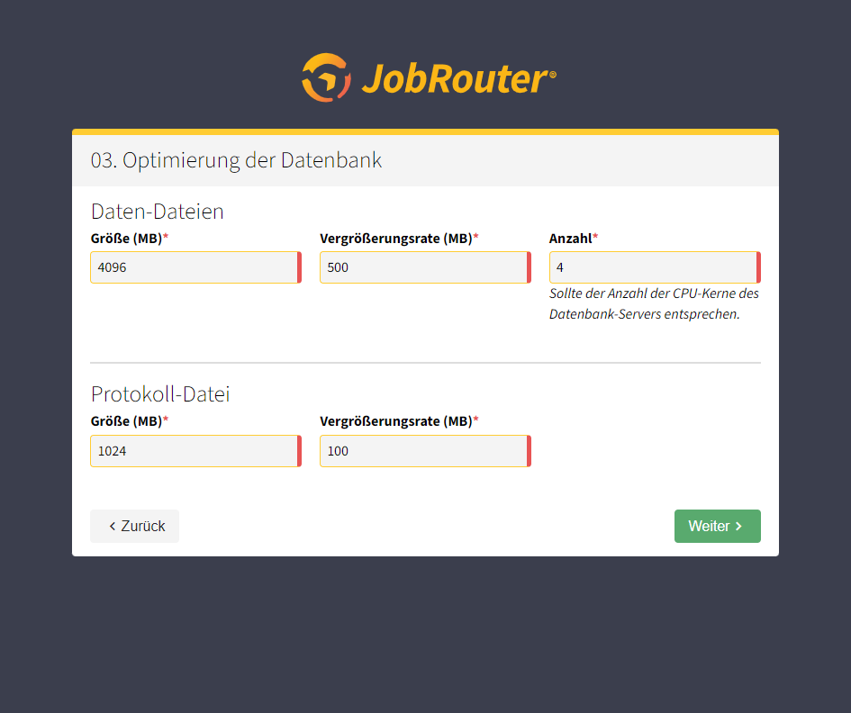Optimierung der Datenbank