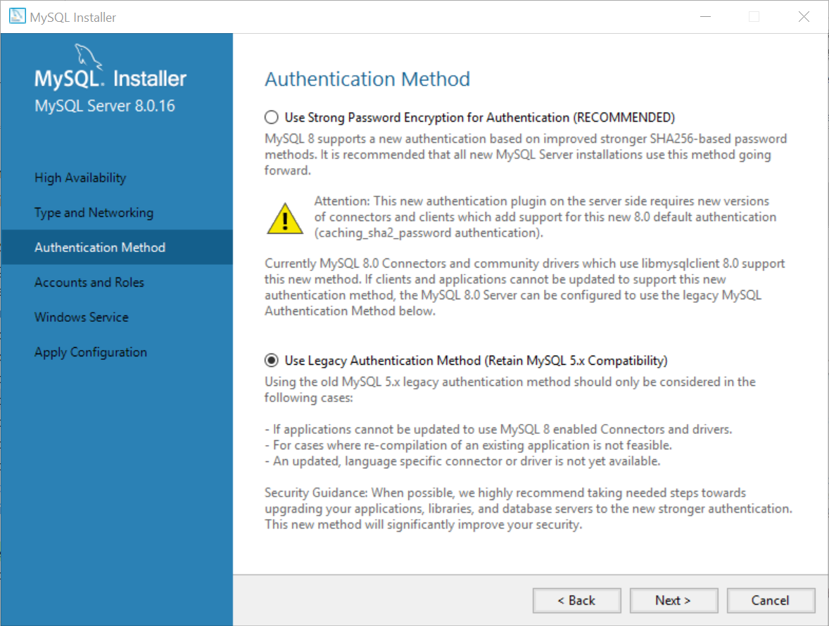 Neue Standard Authentifizierung in MySQL Neue Standard Authentifizierung in MySQL