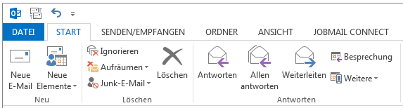 Menüleiste von Microsoft Outlook nach Installation von JobMailConnect