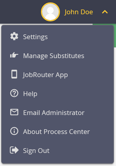 JobRouter menu JobRouter menu