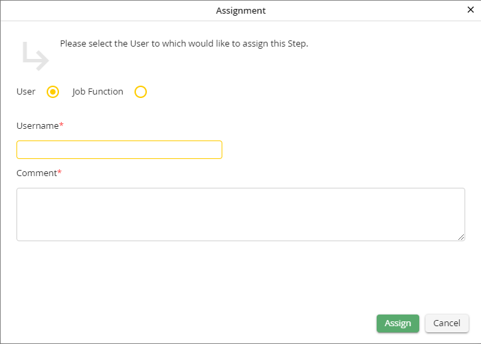 Assigning a step to a user Assigning a step to a user