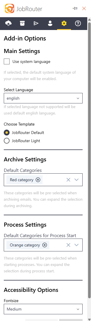Add-In Options Add-In Options
